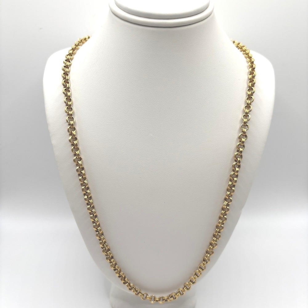 Monet Vintage Gold Tone Textured Double Link Chain Necklace 27 Inch READ